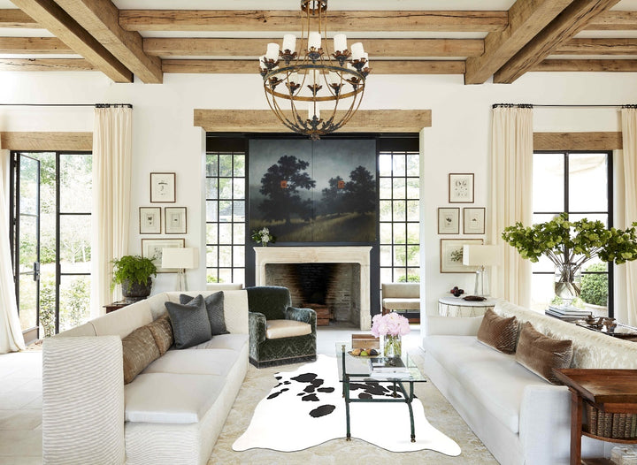 Black and White Large Brazilian Cowhide Rug 6'4"H x 5'11"W #B15832 by Hudson Hides