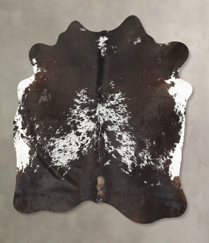 Chocolate and White Medium Brazilian Cowhide Rug 5'7"H x 5'4"W #B15833 by Hudson Hides