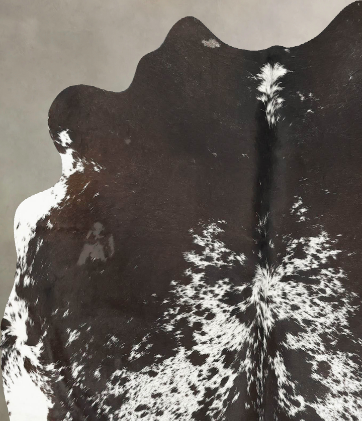 Chocolate and White Medium Brazilian Cowhide Rug 5'7"H x 5'4"W #B15833 by Hudson Hides