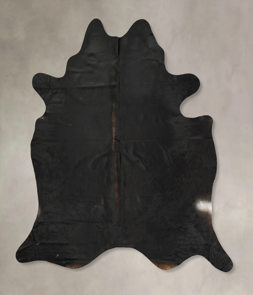 Solid Black XX-Large Brazilian Cowhide Rug 8'6"H x 7'8"W #B15837 by Hudson Hides