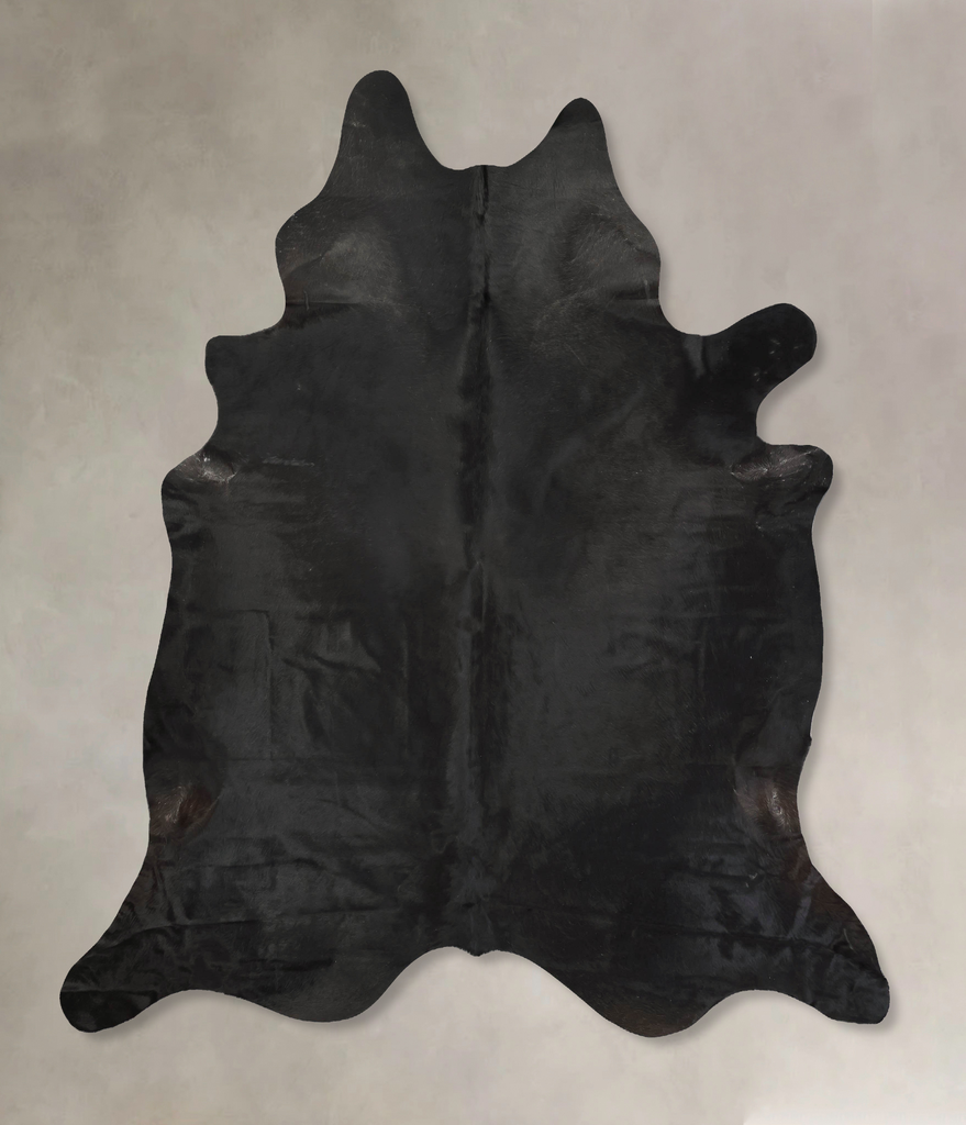 Solid Black XX-Large Brazilian Cowhide Rug 9'0"H x 7'10"W #B15861 by Hudson Hides