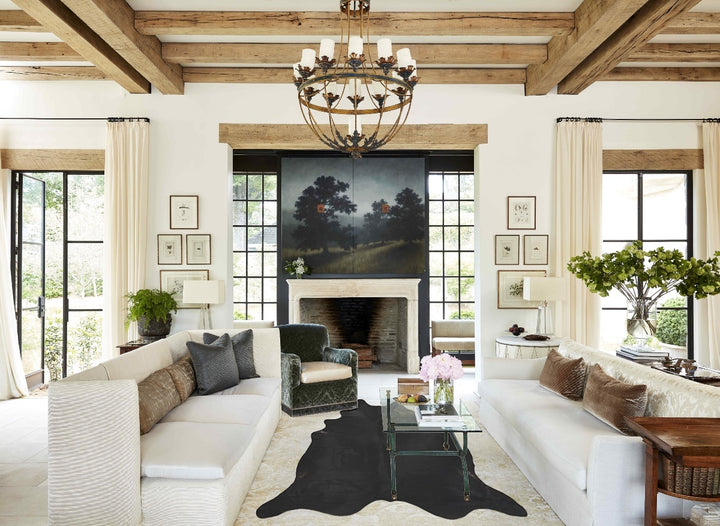 Solid Black XX-Large Brazilian Cowhide Rug 9'0"H x 7'10"W #B15861 by Hudson Hides