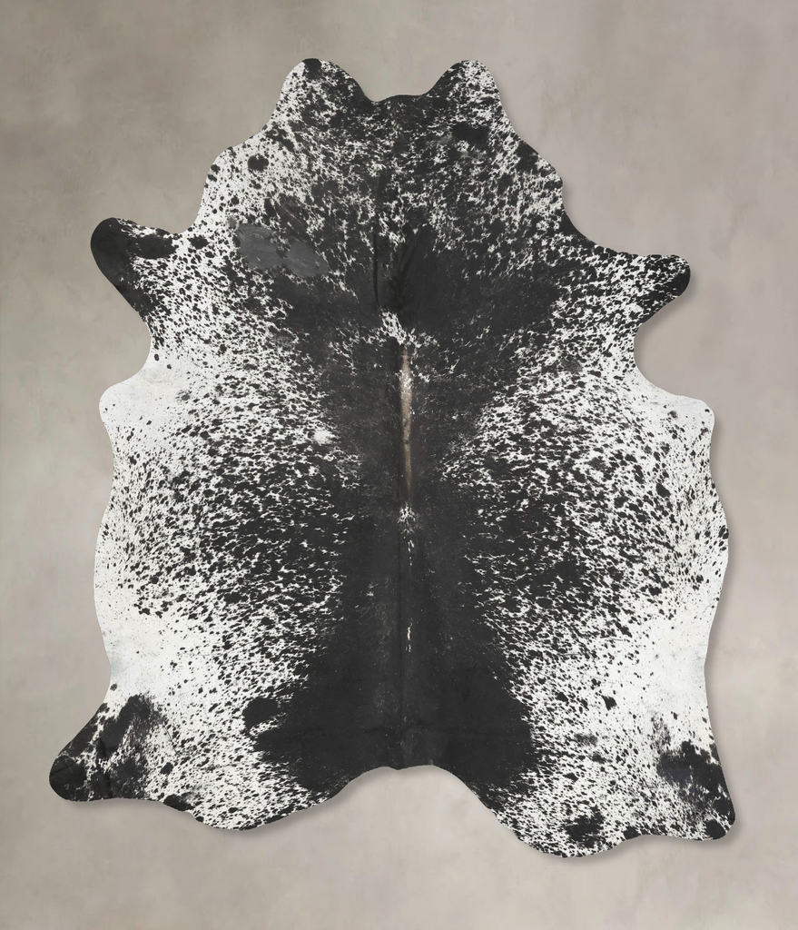 Salt and Pepper Black XX-Large Brazilian Cowhide Rug 7'11"H x 6'7"W #B15868 by Hudson Hides