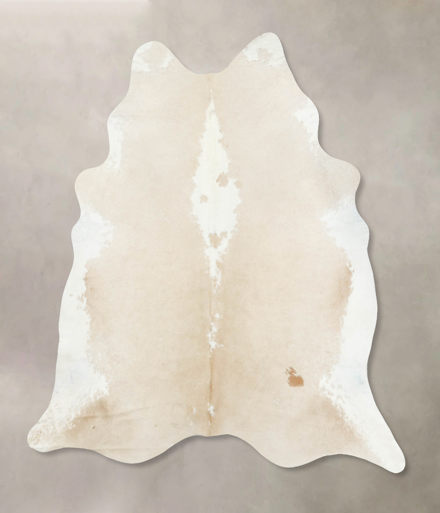 Beige and White XX-Large Brazilian Cowhide Rug 8'0"H x 7'0"W #B15871 by Hudson Hides