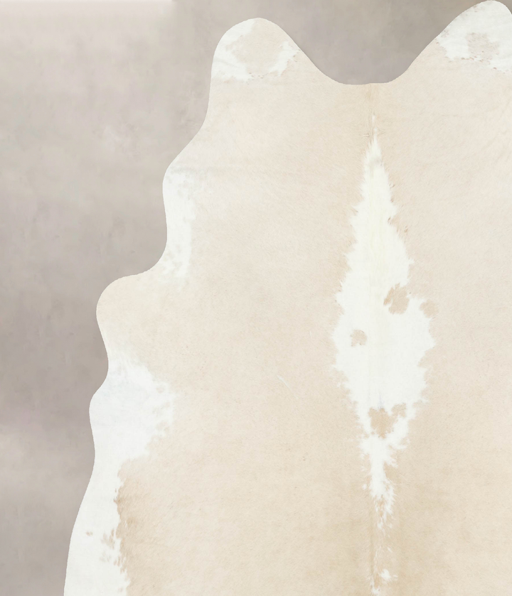 Beige and White XX-Large Brazilian Cowhide Rug 8'0"H x 7'0"W #B15871 by Hudson Hides