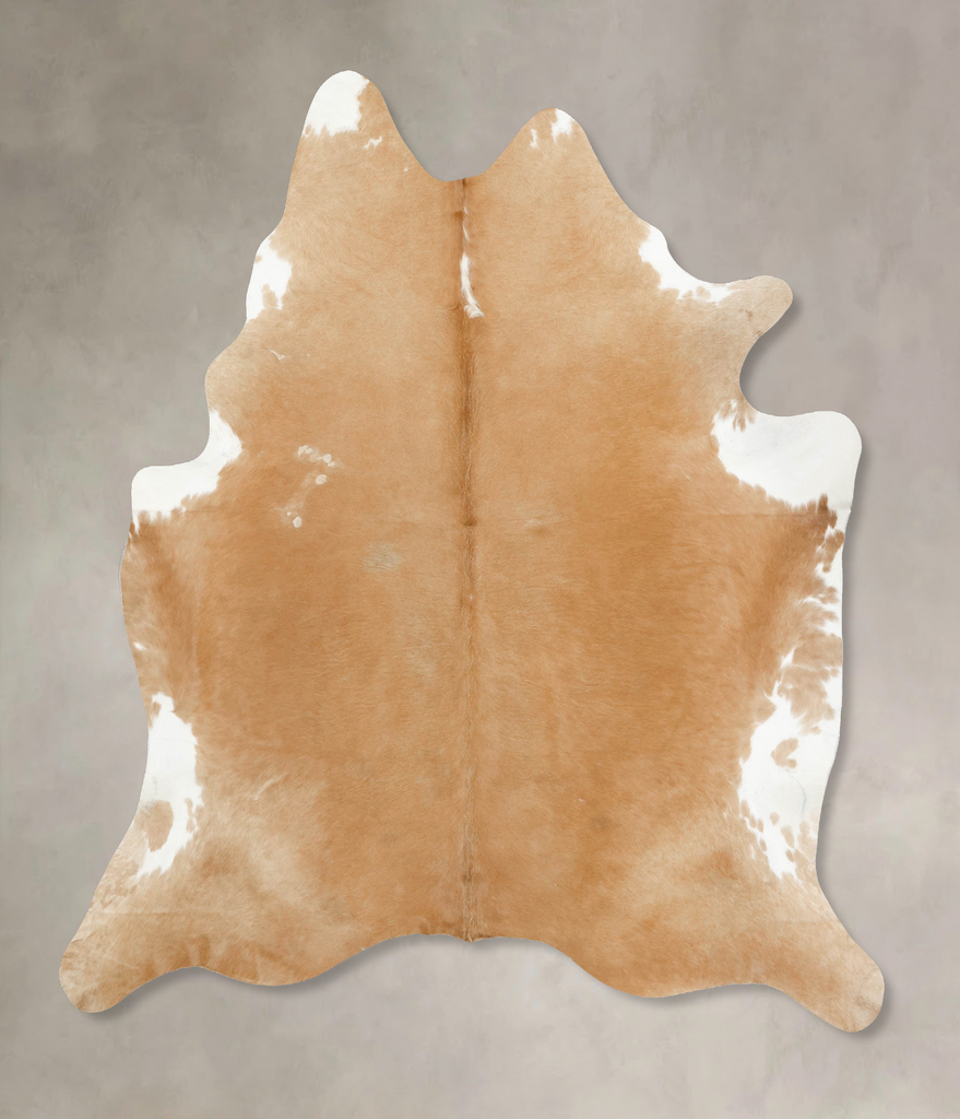 Beige XX-Large Brazilian Cowhide Rug 8'2"H x 7'1"W #B15878 by Hudson Hides