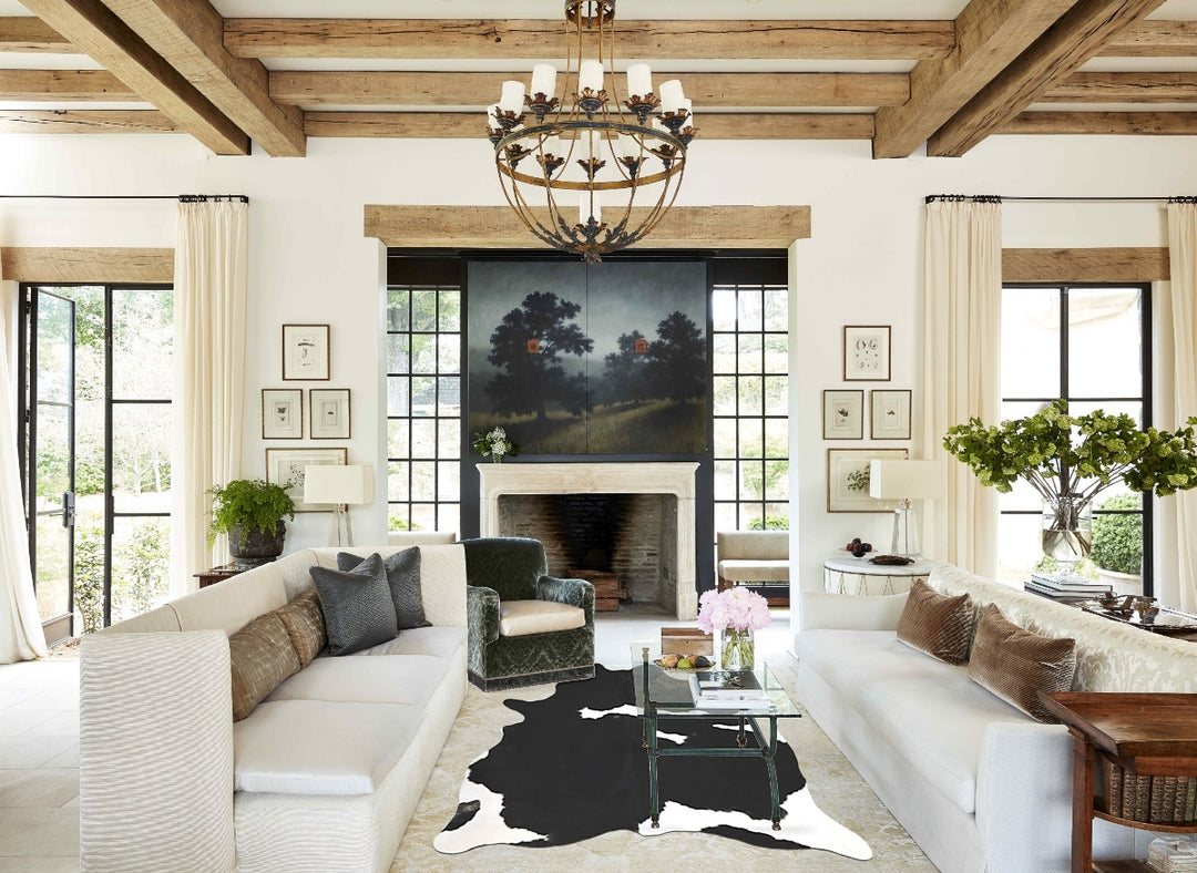 Black and White X-Large Brazilian Cowhide Rug 7'9"H x 6'2"W #B15916 by