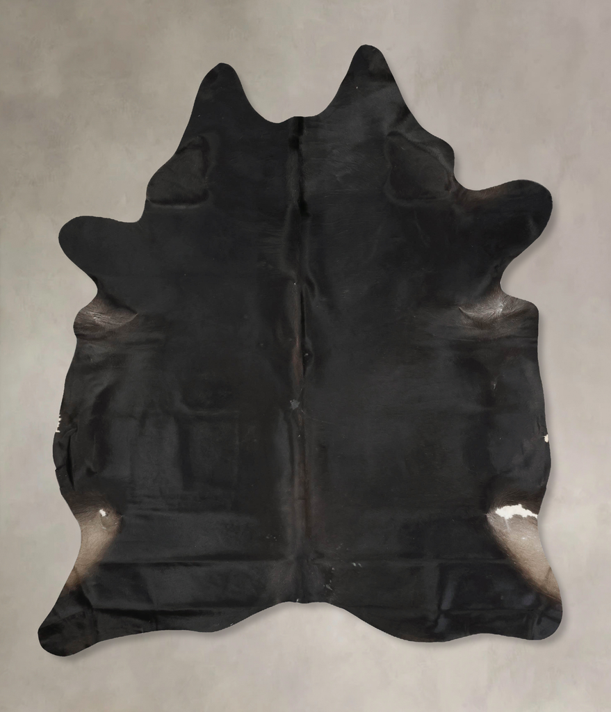 Solid Black XX-Large Brazilian Cowhide Rug 8'7"H x 6'7"W #B15925 by Hudson Hides
