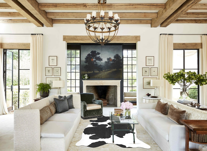 Black and White X-Large Brazilian Cowhide Rug 7'10"H x 6'1"W #B15934 by Hudson Hides