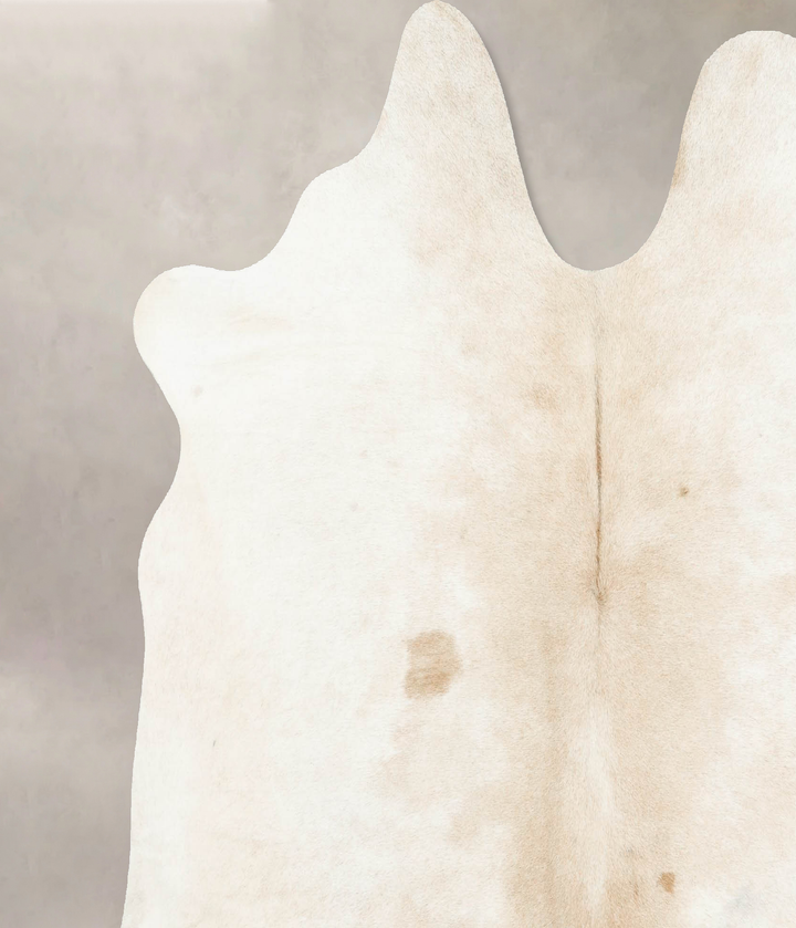 Ivory with Beige X-Large Brazilian Cowhide Rug 6'2"H x 6'7"W #B15949 by Hudson Hides