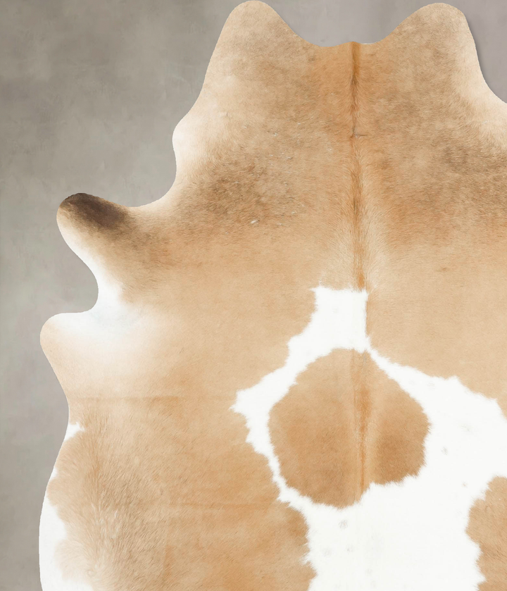 Beige and White X-Large Brazilian Cowhide Rug 7'9"H x 6'2"W #B15958 by Hudson Hides