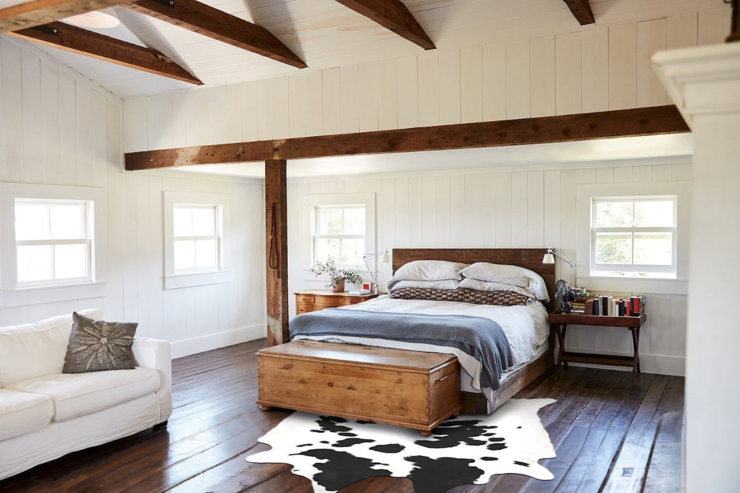 Black and White XX-Large Brazilian Cowhide Rug 8'7"H x 7'1"W #B15997 b