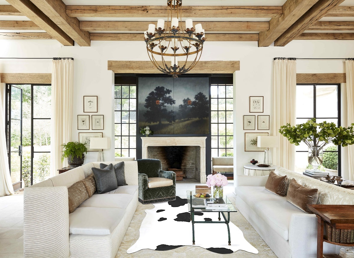 Black and White XX-Large Brazilian Cowhide Rug 7'7"H x 6'8"W #B16000 by Hudson Hides