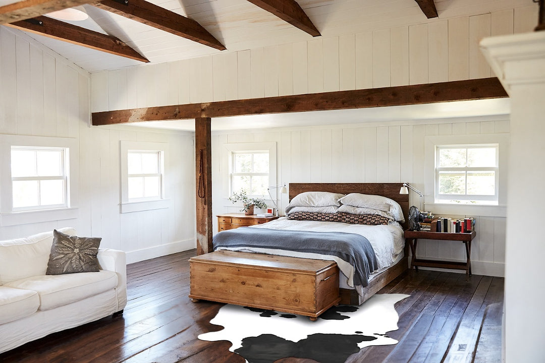 Black and White XX-Large Brazilian Cowhide Rug 8'9"H x 7'4"W #B16010 b