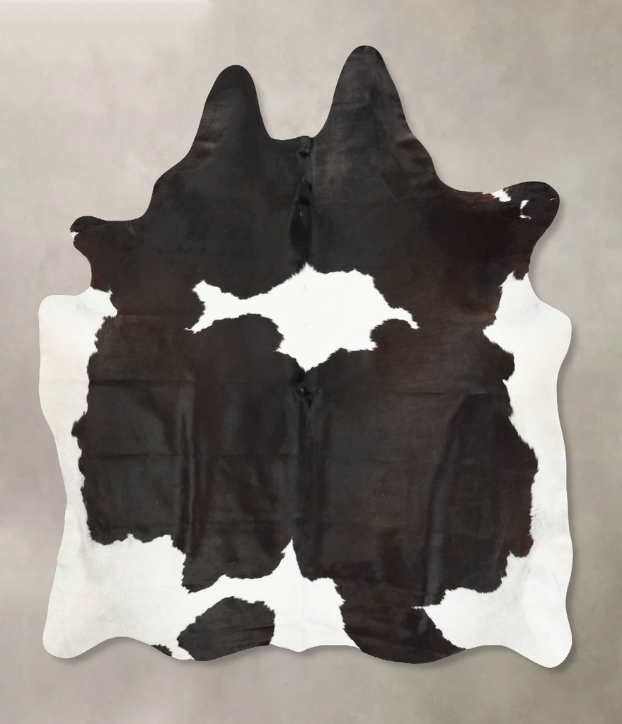 Black and White XX-Large Brazilian Cowhide Rug 8'0"H x 6'9"W #B16011 by Hudson Hides