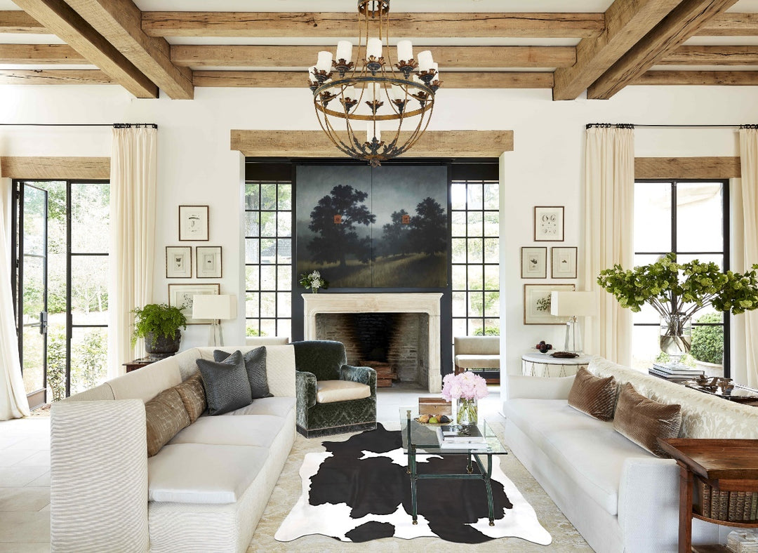 Black and White XX-Large Brazilian Cowhide Rug 8'0"H x 6'9"W #B16011 b