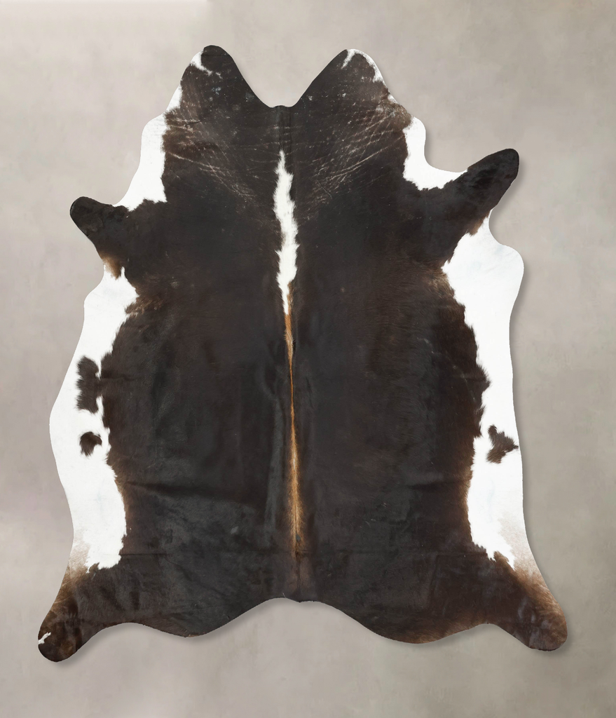 Chocolate and White XX-Large Brazilian Cowhide Rug 7'9"H x 6'11"W #B16013 by Hudson Hides