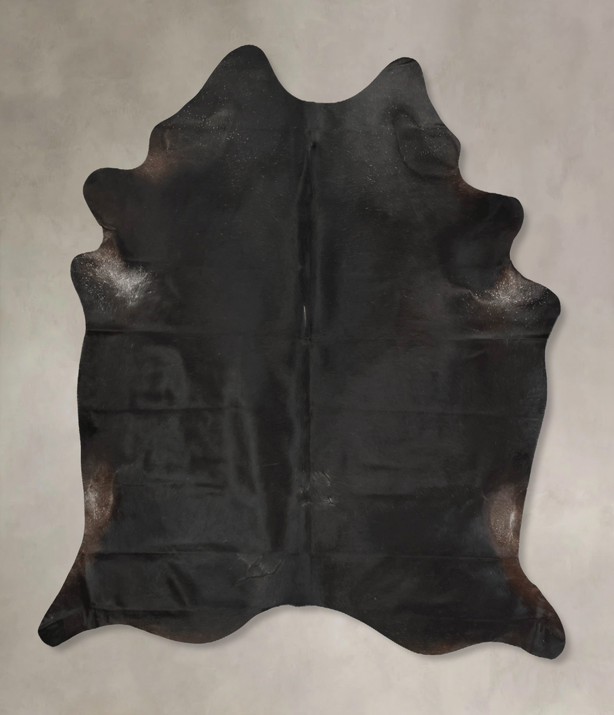 Solid Black XX-Large Brazilian Cowhide Rug 7'8"H x 6'9"W #B16016 by Hudson Hides