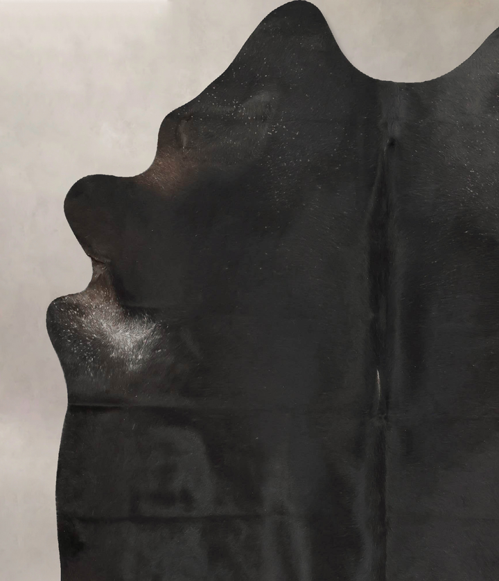 Solid Black XX-Large Brazilian Cowhide Rug 7'8"H x 6'9"W #B16016 by Hudson Hides