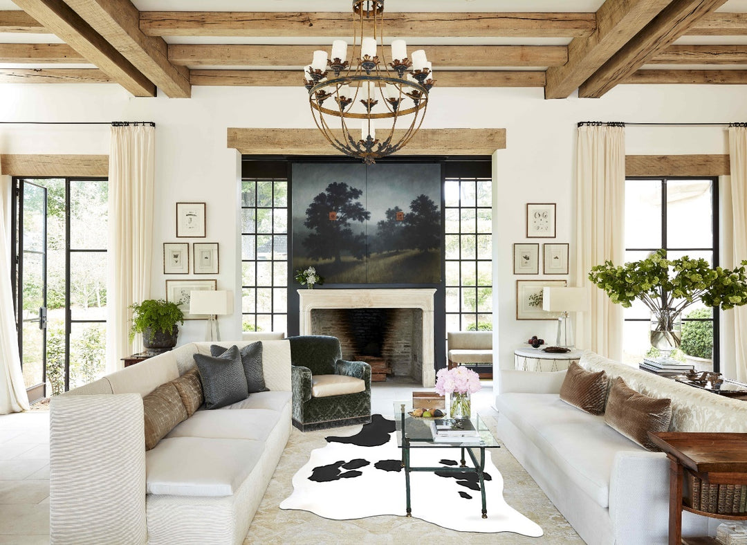 Black and White X-Large Brazilian Cowhide Rug 7'10"H x 5'10"W #B16018 