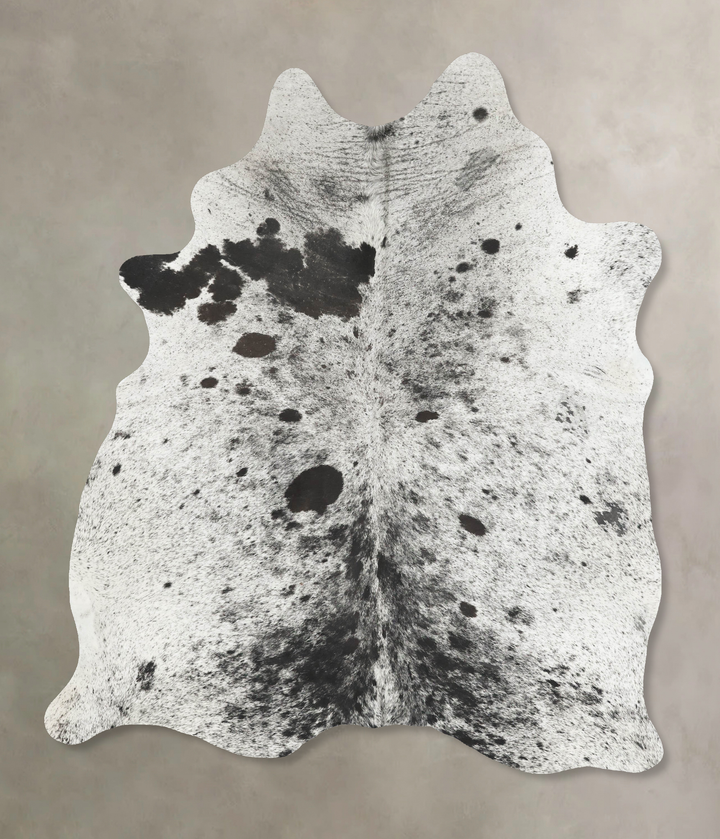 Salt and Pepper Black X-Large Brazilian Cowhide Rug 7'1"H x 5'9"W #B16022 by Hudson Hides