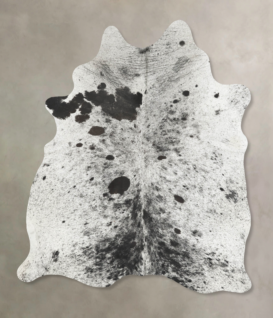 Salt and Pepper Black X-Large Brazilian Cowhide Rug 7'1"H x 5'9"W #B16022 by Hudson Hides