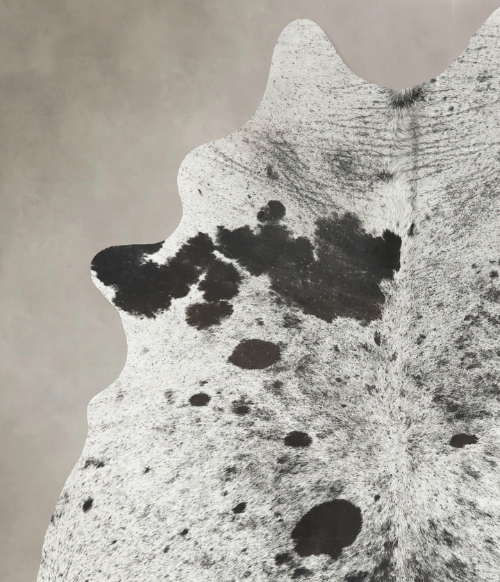 Salt and Pepper Black X-Large Brazilian Cowhide Rug 7'1"H x 5'9"W #B16022 by Hudson Hides