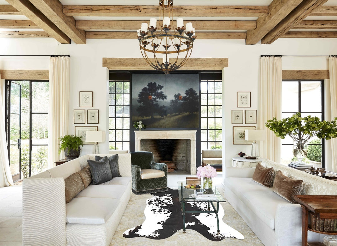 Chocolate and White X-Large Brazilian Cowhide Rug 6'4"H x 6'7"W #B1602