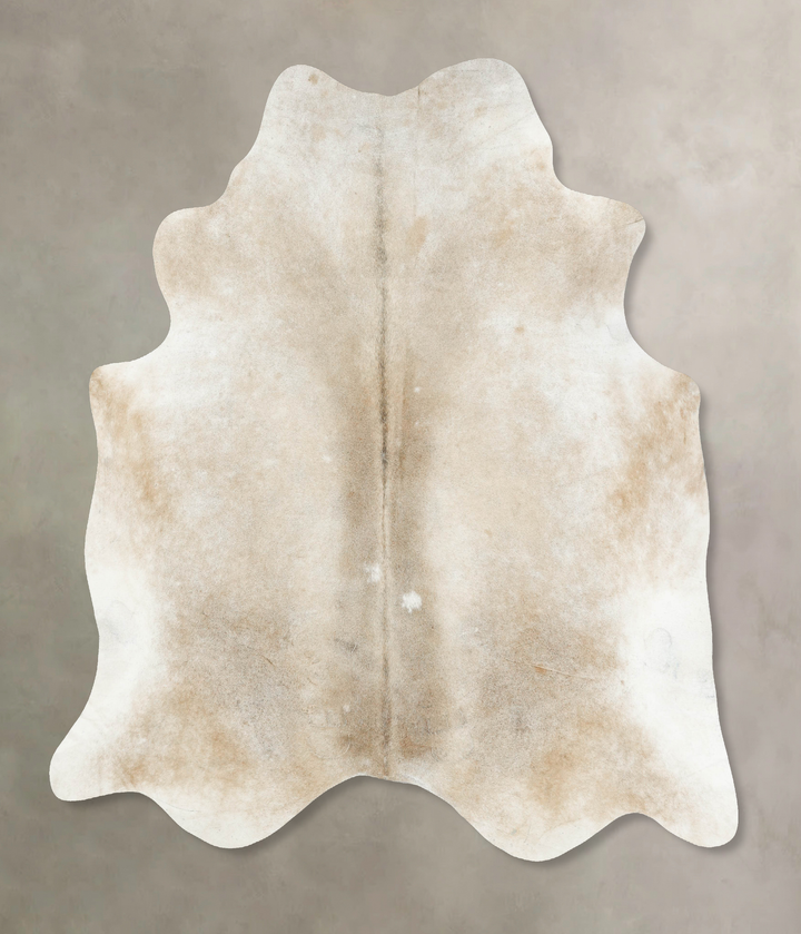 Ivory with Beige XX-Large Brazilian Cowhide Rug 8'1"H x 7'6"W #B16043 by Hudson Hides