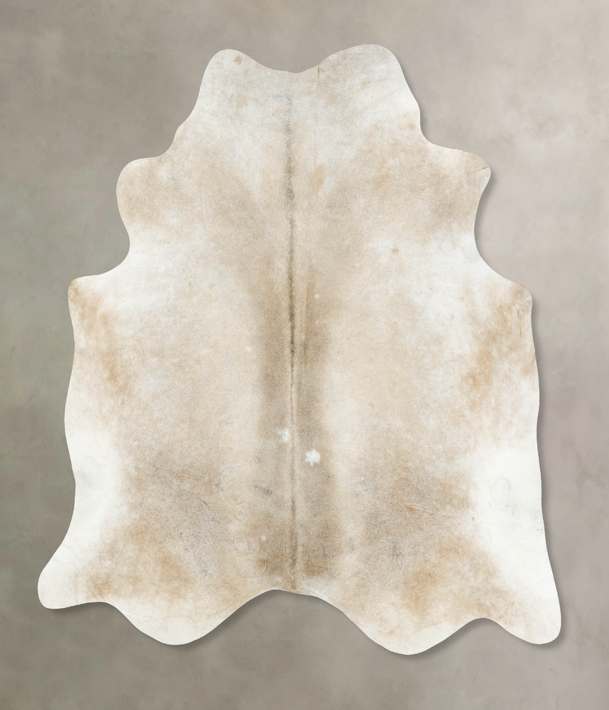 Ivory with Beige XX-Large Brazilian Cowhide Rug 8'1"H x 7'6"W #B16043 by Hudson Hides