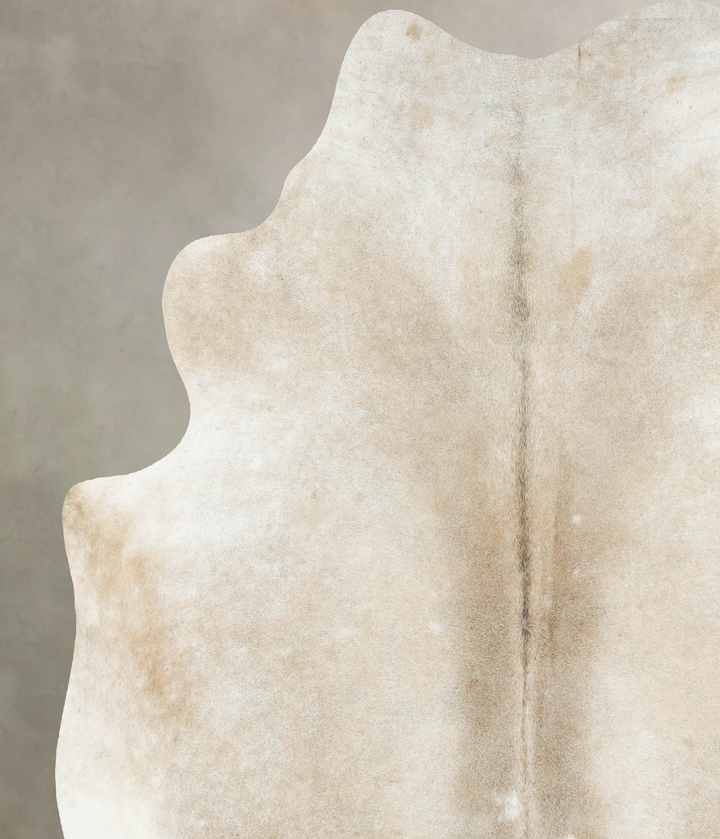 Ivory with Beige XX-Large Brazilian Cowhide Rug 8'1"H x 7'6"W #B16043 by Hudson Hides