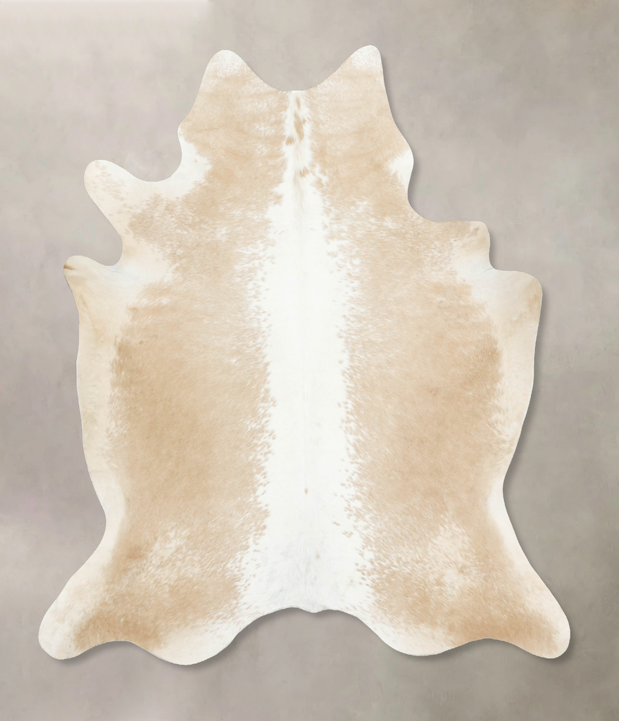 Beige and White XX-Large Brazilian Cowhide Rug 7'7"H x 6'10"W #B16044 by Hudson Hides