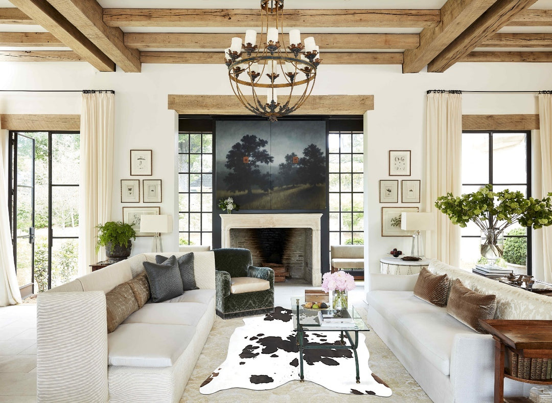 Chocolate and White X-Large Brazilian Cowhide Rug 7'7"H x 6'7"W #B1604