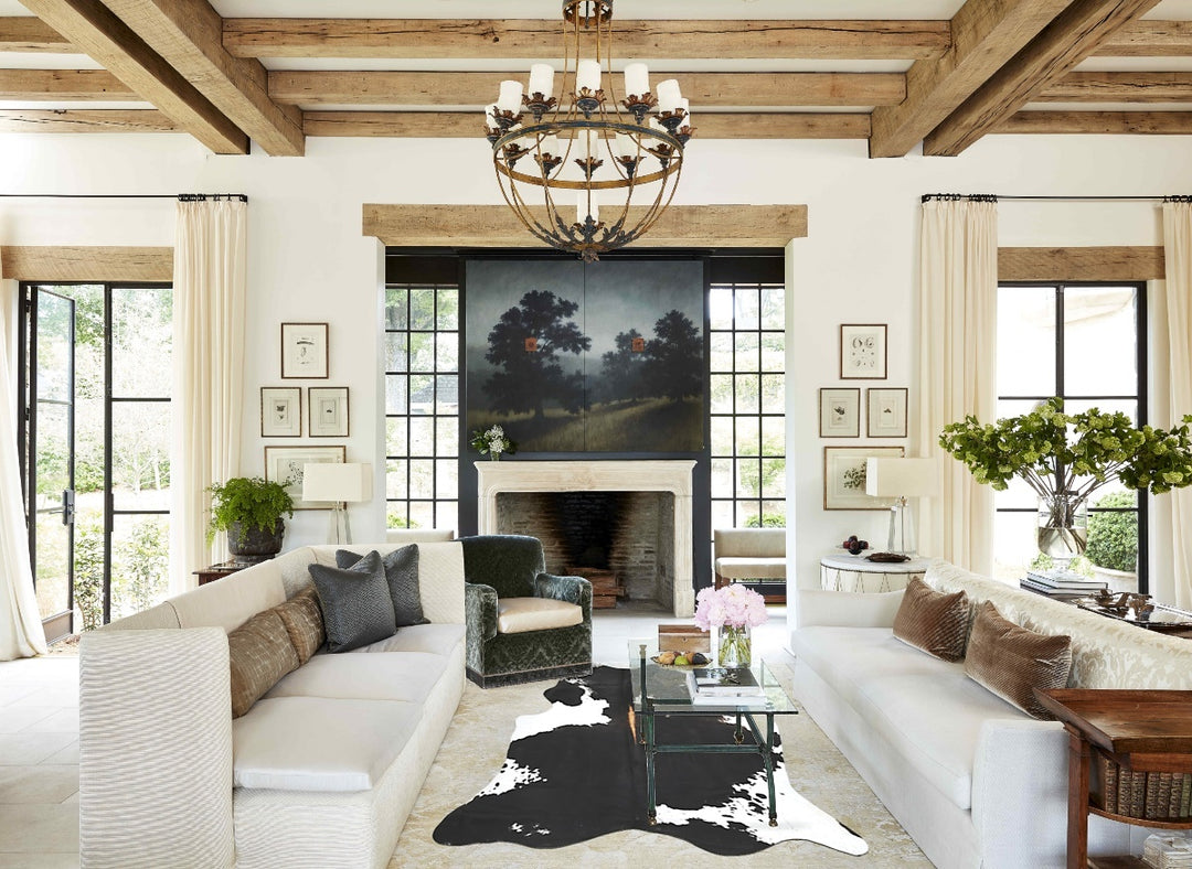 Black and White X-Large Brazilian Cowhide Rug 7'8"H x 6'4"W #B16050 by