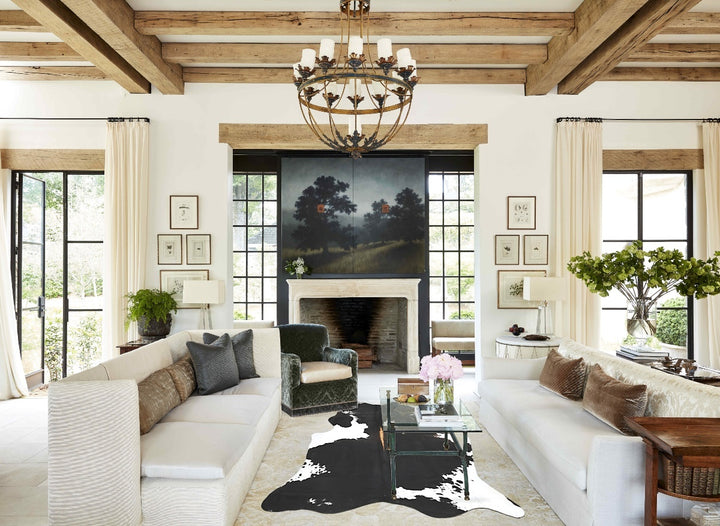 Black and White X-Large Brazilian Cowhide Rug 7'8"H x 6'4"W #B16050 by Hudson Hides
