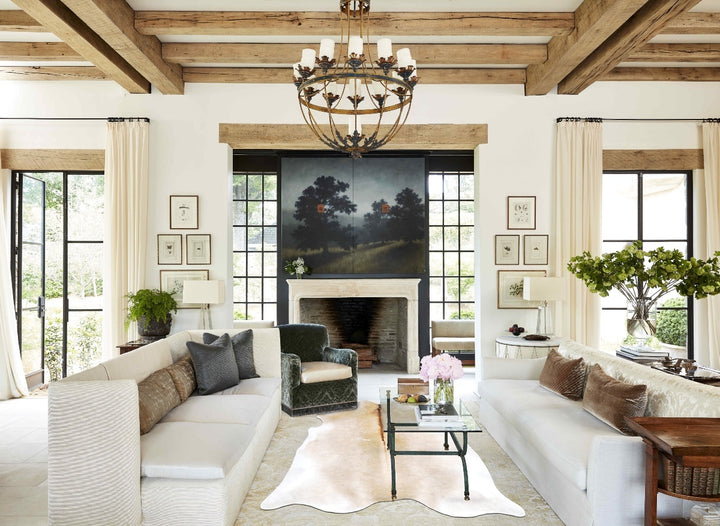 Grey with Beige X-Large Brazilian Cowhide Rug 7'4"H x 6'8"W #B16070 by Hudson Hides