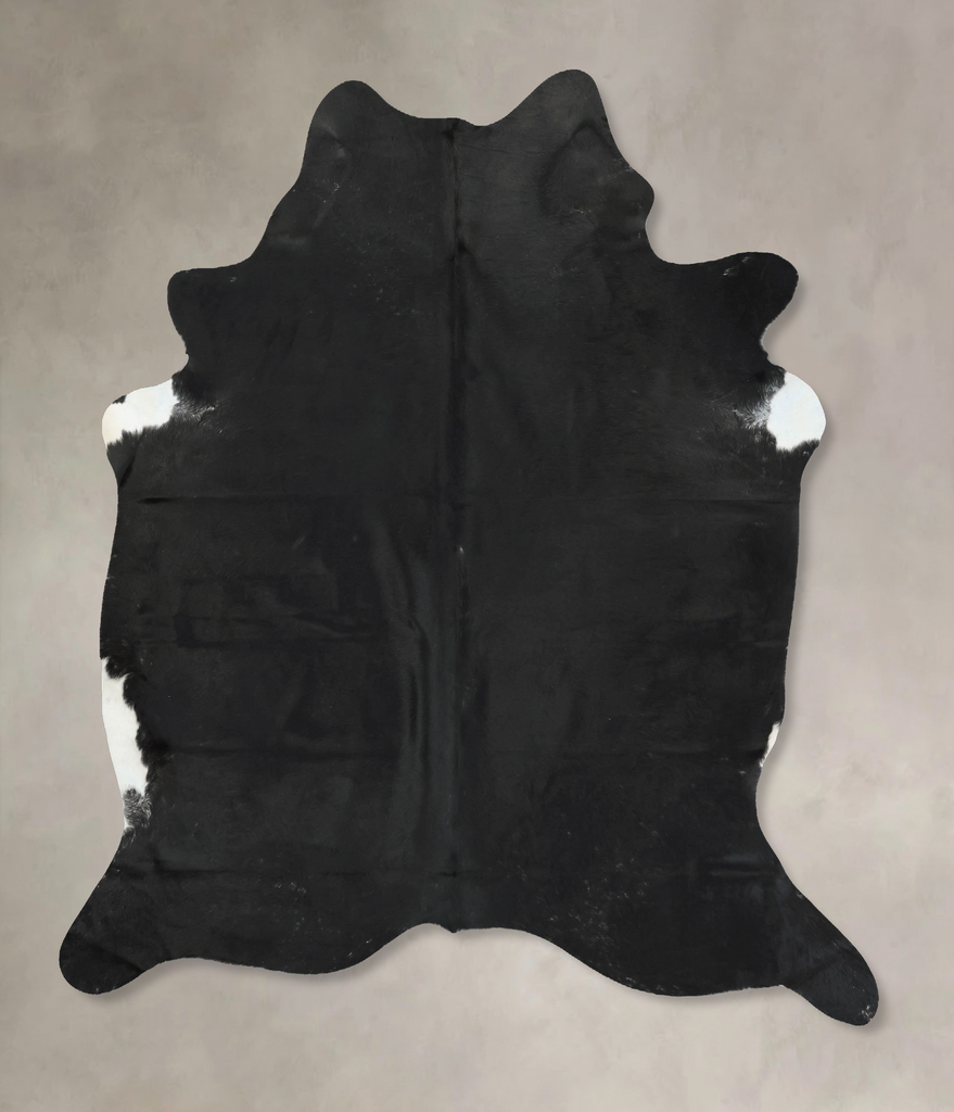 Solid Black XX-Large Brazilian Cowhide Rug 7'8"H x 6'8"W #B16072 by Hudson Hides