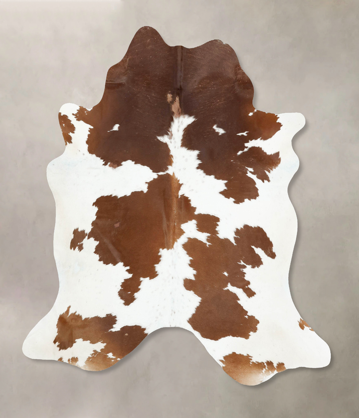 Brown and White X-Large Brazilian Cowhide Rug 7'1"H x 6'6"W #B16082 by Hudson Hides