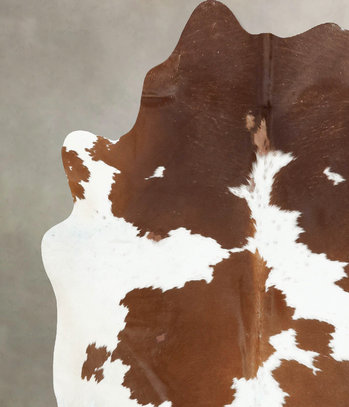 Brown and White X-Large Brazilian Cowhide Rug 7'1"H x 6'6"W #B16082 by Hudson Hides