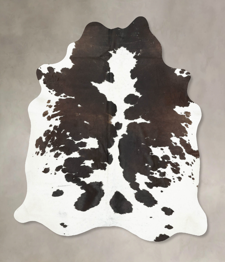 Chocolate and White X-Large Brazilian Cowhide Rug 7'1"H x 5'8"W #B16086 by Hudson Hides