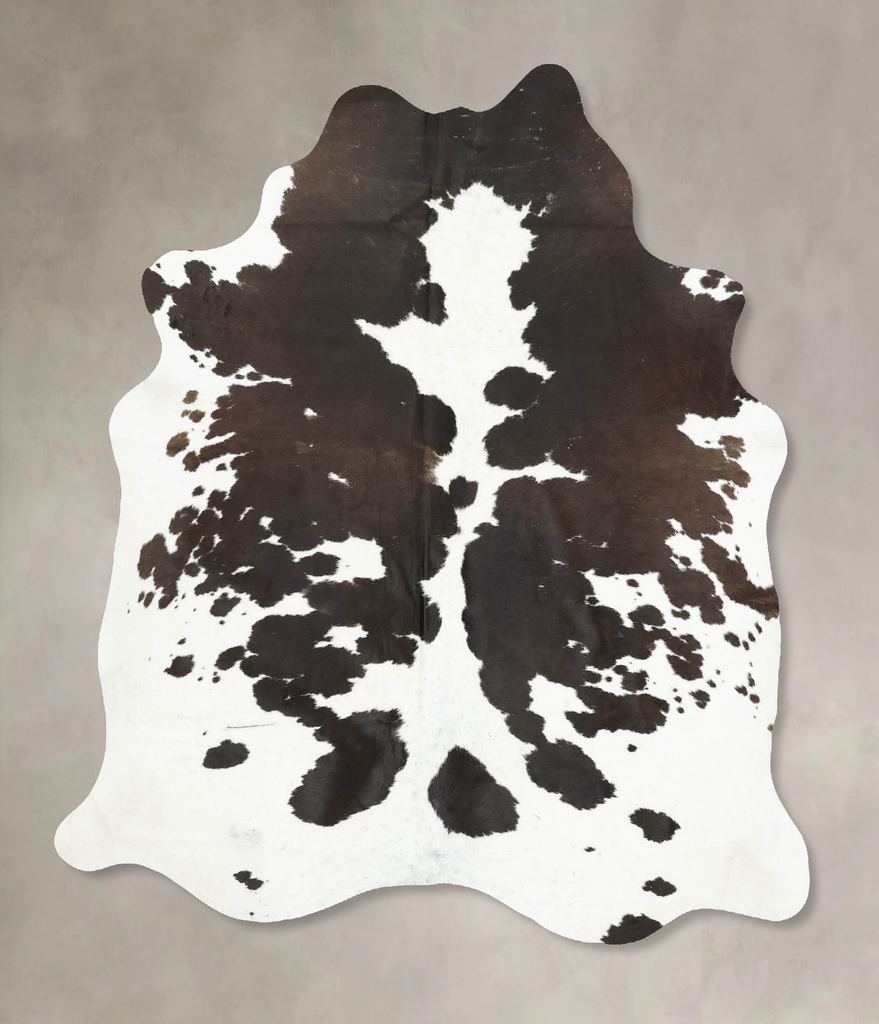 Chocolate and White X-Large Brazilian Cowhide Rug 7'1"H x 5'8"W #B16086 by Hudson Hides