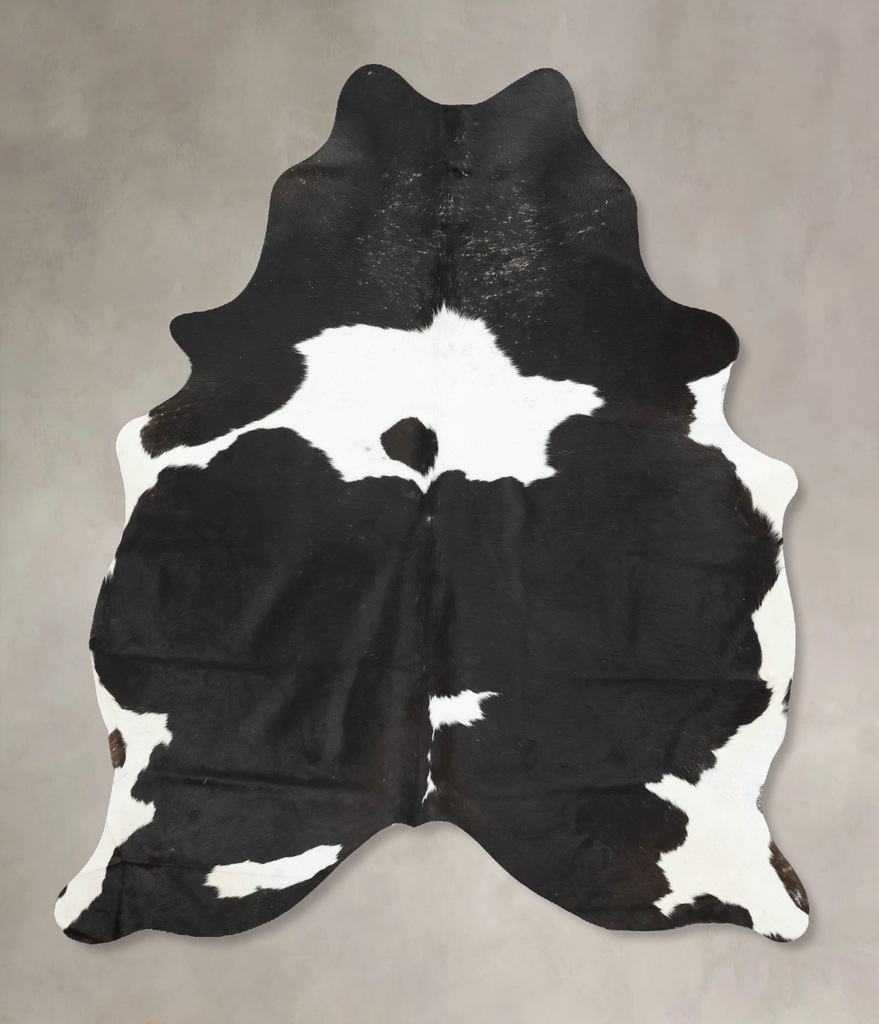 Black and White Large Brazilian Cowhide Rug 7'1"H x 5'7"W #B16087 by Hudson Hides