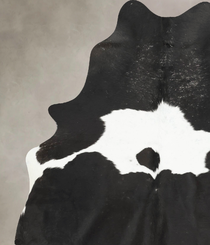 Black and White Large Brazilian Cowhide Rug 7'1"H x 5'7"W #B16087 by Hudson Hides