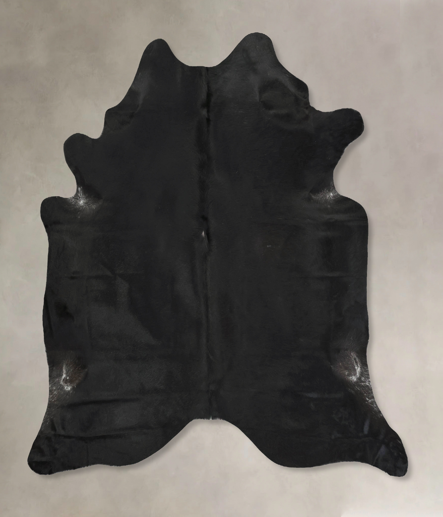 Solid Black X-Large Brazilian Cowhide Rug 7'6"H x 6'8"W #B16096 by Hudson Hides