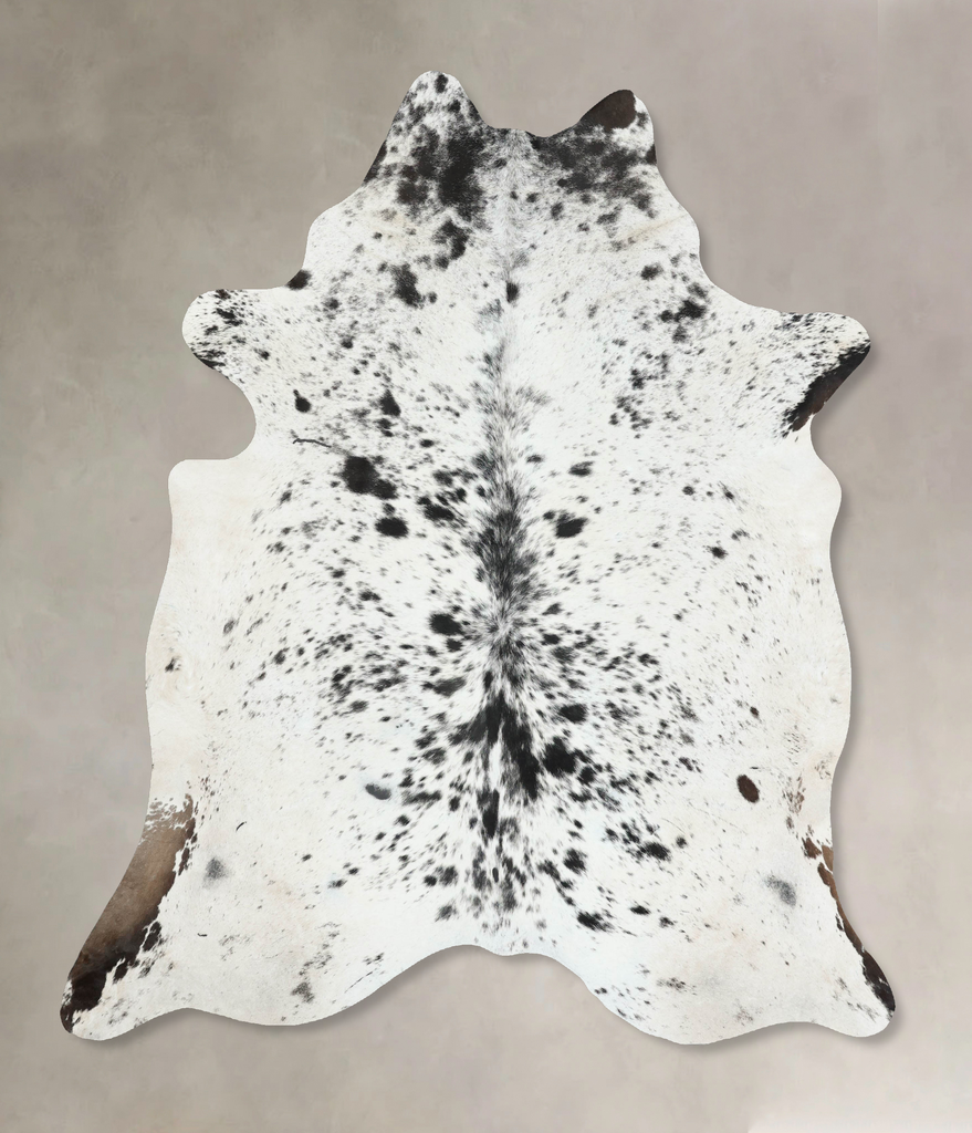 Salt and Pepper Black XX-Large Brazilian Cowhide Rug 7'9"H x 6'6"W #B16097 by Hudson Hides