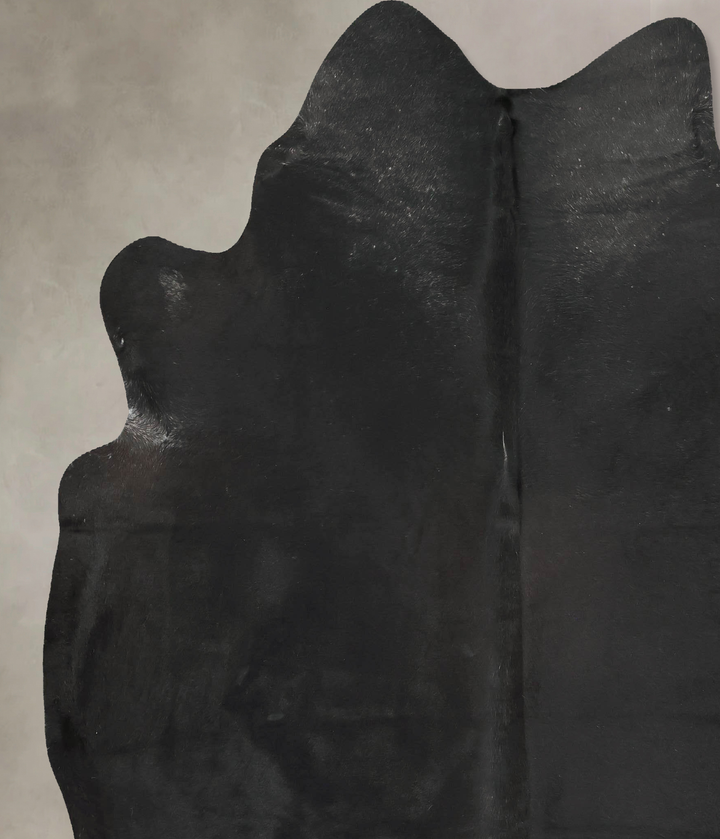 Solid Black XX-Large Brazilian Cowhide Rug 8'1"H x 6'11"W #B16101 by Hudson Hides