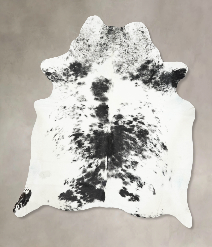 Salt and Pepper Black XX-Large Brazilian Cowhide Rug 7'10"H x 6'11"W #B16105 by Hudson Hides