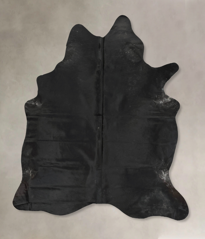 Solid Black X-Large Brazilian Cowhide Rug 7'1"H x 5'10"W #B16137 by Hudson Hides