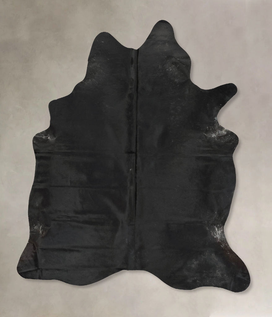 Solid Black X-Large Brazilian Cowhide Rug 7'1"H x 5'10"W #B16137 by Hudson Hides