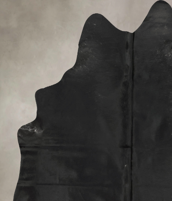 Solid Black X-Large Brazilian Cowhide Rug 7'1"H x 5'10"W #B16137 by Hudson Hides